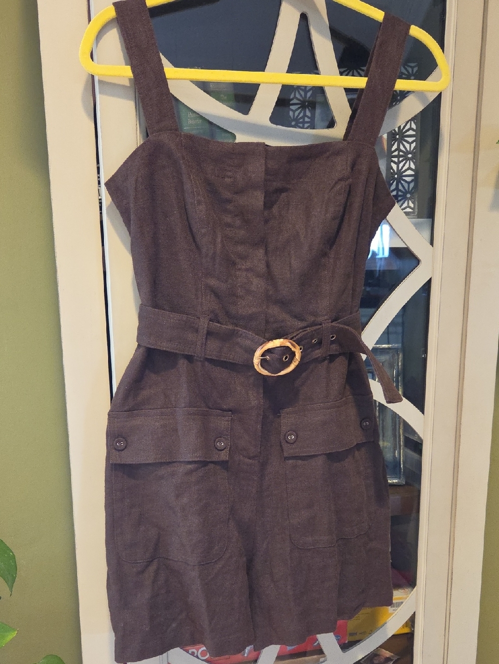 Women's Brown Belted Pocket Sundress